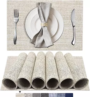 Placemats Set Of 6 Woven Vinyl Placemats Washable & Durable Table Placemats I • $22.49