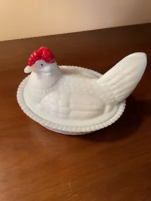 Vintage White Milk Glass Hen On Nest Candy Dish Farm Decor Collectible • $6.99