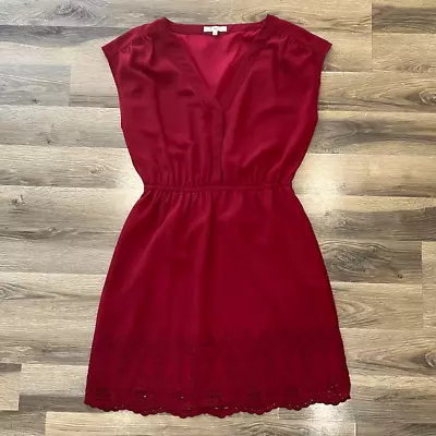 Madewell Women’s 6 Maroon Sleeveless Above Knee Lined V Neck Scalloped Dress • $17.01