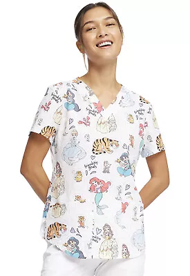 Disney Princesses Cherokee Scrubs Tooniforms Disney V Neck Top TF736 PRDG • $19.98