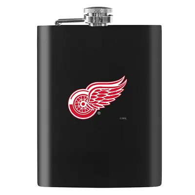 Detroit Red Wings Flask - 8oz Black Embossed • $19.99
