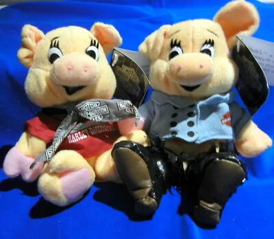 PAIR VINTAGE 1990S Harley Davidson PIG PAIR! 2 Plush PIGS RACER & FAT BOB NWT  • $25