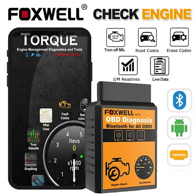 OBD2 Car Bluetooth Scanner Code Reader Engine Diagnostic Tool For Android Phone • £7.99