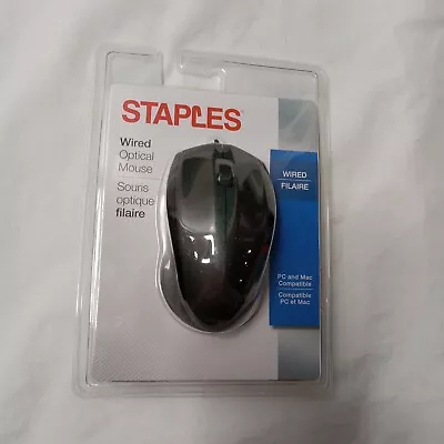 New STAPLES Wired Optical Mouse Black PC And Mac Compatible • $5.03