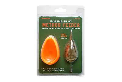 DRENNAN FISHING IN-LINE FLAT METHOD FEEDER & MOULD LARGE - 25g Or 35g • $6.85