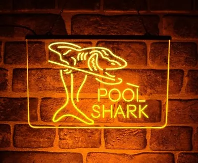 £24.99 • Buy Pool Shark LED Neon Light Sign | Lit Up Display For Billiards Snooker Game Room