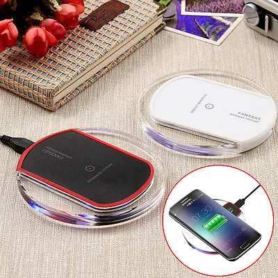 Slim Clear Wireless Charger Pad Fast Charging Dock For Smartphone Cellphone • $8.46
