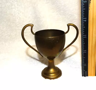 SALE--VTG Solid Brass Trophy Cup W/Double Handles Approx. 3 ¾” Tall & 3 ½” Wide • $14.99