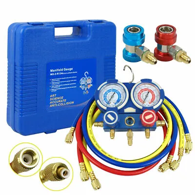 AC Manifold Gauge Set Brass HVAC A/C R134A R410A R22 Air Refrigeration Kit • $41.58