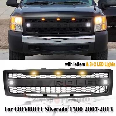 Front Grille For 07-2013 Chevy Silverado 1500 LS WT Mesh Grill W/3+2 LED Letters • $259.99