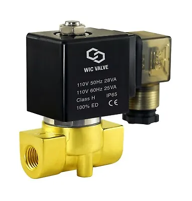 1/4  Inch Brass Direct Acting Fast Response Electric Solenoid Valve 110V AC NC • $31.99