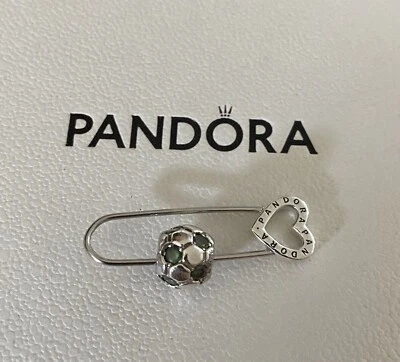 £25 • Buy Retired Pandora Silver & Green Cubic Zirconia Football Charm 790444CZN Rrp £70