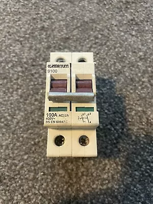Contactum 100A Double Pole Main Switch Isolator 100amp AC22A 9100 • £7