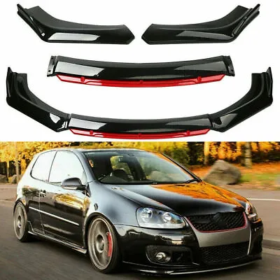 Glossy Black Red Front Bumper Lip Splitter Spoiler Body Kit For Honda Civic • £25.99