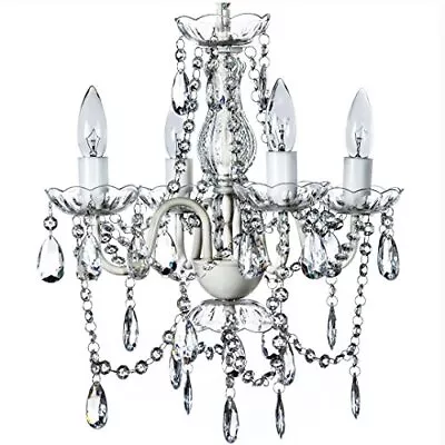 Gypsy Color The Original 4 Light Crystal White Hardwire Flush Mount Chandelie... • $96.21