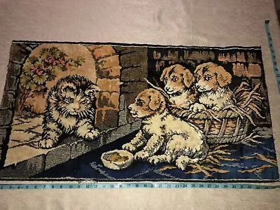 $39.99 • Buy Vintage Velvet Tapestry Rug Wall Hanging Tabby Cat & Puppies  19  X 36  GC