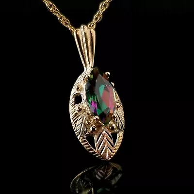 10k Mystic Topaz Pendant Yellow Gold 7/8 Inch Tall 3/8 Inch Wide Marquis Sha • $95