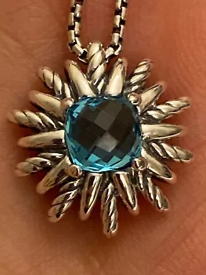 PREVIOUSLY USEDDavid Yurman Sterling Silver Blue Topaz Starburst Necklace 16-17' • $350