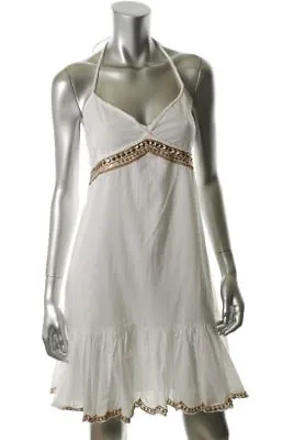 $54.95 • Buy New FAMOUS CATALOG Moda Cotton White Casual Knee Length Summer Beach Dress Sz L 