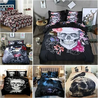 £18.99 • Buy Gothic Skull Duvet Cover Bedding Set With Pillowcases Single Double King Sizes
