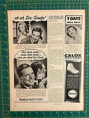 1948 Vintage Vaseline Hair Tonic For Dry Scalp Dandruff For Men Print Ad O1 • $6.89