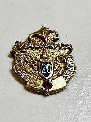 Vintage 50's Magnavox Gold Ruby Employee 20 Years Service Horn Speaker Lapel Pin • $423.48