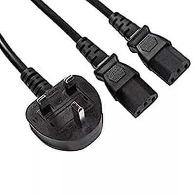 5M C13 Power Cable To Dual IEC Y Splitter Cable Kettle Lead PC Monitor TV Mixer • £10.99