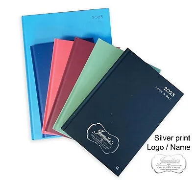 £9.99 • Buy 2023 Personalised A5 A4 Page A Day Diary Silver Foil Print Business Logo