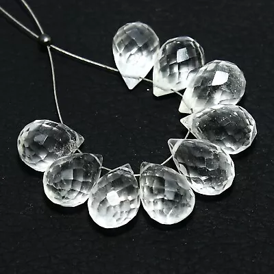 Crystal Quartz Faceted Drop Beads Briolette Natural Loose Gemstone Jewelry • $6.99