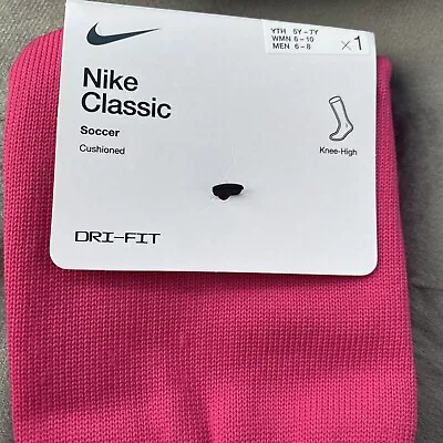 Nike Classic Soccer Cushioned Knee High Hot Pink Sock Mens 6-8 Women's 6-10 • $11