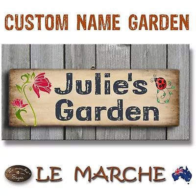 🌼 CUSTOM NAME Vintage GARDEN Wooden Rustic Plaque / Sign 🌼 • $17.95