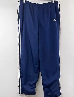 Vintage AdidasY2K Mens Size XL Blue 3-Stripe Mesh-Lined Zip-Ankle Workout Pants • $22.94