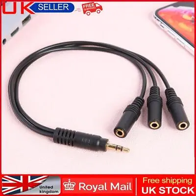 3.5mm Stereo Audio Splitter Cable Gold Plated Plug Male To 3 Way Extension Cable • £5.99