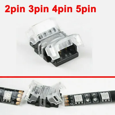 LED Strip Connector 2pin 3pin 4pin 5Pin 8mm 10mm Adapter RGB RGBW 5050 3528 5630 • $4.99