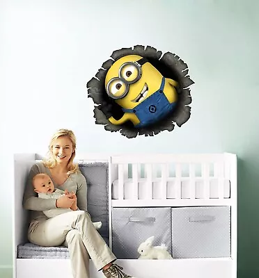 3D Minions Wall Sticker PVC Vinyl Standard Size Multicolor Pack Of 1 • $40.99