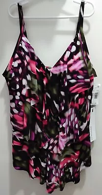 Magicsuit Women's Flutter Rita V-Neck Tankini Top Tiered Ruffled Size 12 • $43