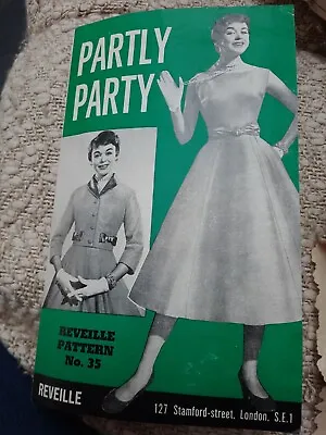 £9.99 • Buy 1950s VINTAGE SEWING PATTERN NO 35 DRESS REVEILLE 36  BUST UNUSED NEWSPAPER