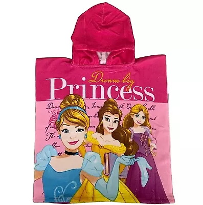 DISNEY PRINCESS Kids Toddler Hooded Poncho Bath Beach Girls Swimming Towel UK • £8.99