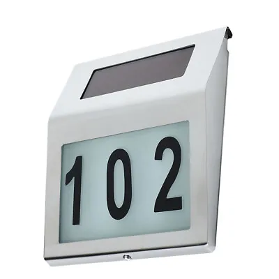 £13.61 • Buy Solar LED House Sign Number Plaque Light Illuminated Auto Switch Stainless Steel