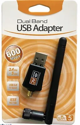 600Mbps Wireless USB WiFi Adapter Dongle Dual Band 2.4G/5GHz W/Antenna 802.11AC • $6.79