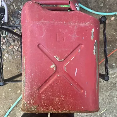 Vintage 5 Gallon Blitz Metal Gas Can USMC 20-5-86 Red Jerry Can NO Cap • $40