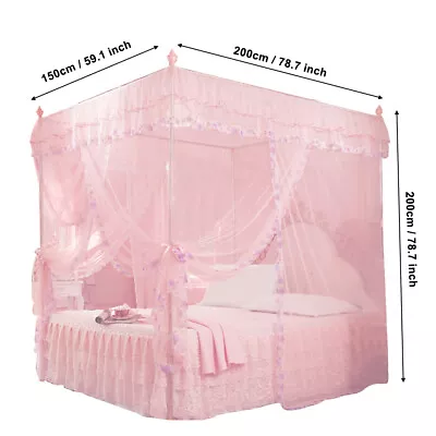 Luxury Princess 3 Side Openings Post Bed Curtain Canopy Netting Mosquito Net US • $24.39