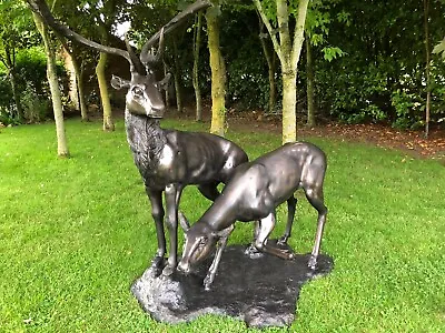 Bronze Stag & Doe Sculpture - Bronze Deer Statue • £4495