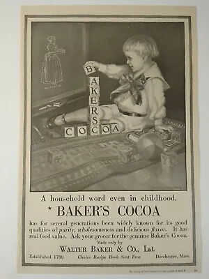 1917 Baker's Cocoa Warren A. Newcombe Art / Macey Bookcase Vintage Print Ad • $14.95