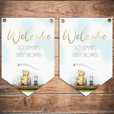 Winnie The Pooh Baby Shower Bunting Personalised Baby Shower Banner • £6.99