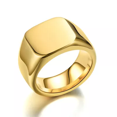 Stainless Steel Plain Face Ring Rings Jewelry Signet Style Quality  Sigma Male • £9.54