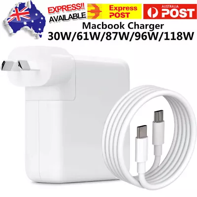 118W 96W 61W USB-C To C Power Adapter Charger AU Cable For Apple MacBook Pro Air • $22.99