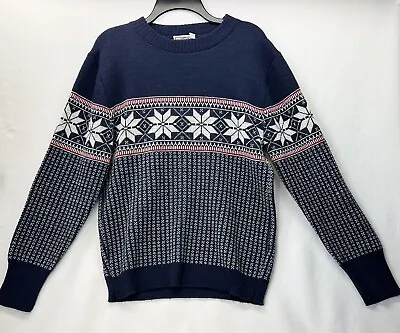 Vintage Wallachs Women's Holiday Christmas Blue Sweater Nordic Size Medium USA • $24