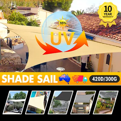 $50.14 • Buy Heavy Duty Waterproof Sun Shade Sail Grey Gray Square Rectangle 98% UV Block NEW