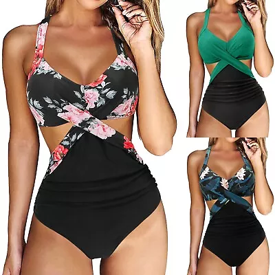 Women Swimwear Size 14 12 10 High Waist Monokini Push Up Swimsuit Bathing Suit  • $6.88